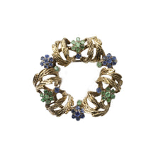 Load image into Gallery viewer, &quot;THE APOLLINE&quot; VINTAGE VICTORIAN EMERALD &amp; TANZANITE WREATH BROOCH