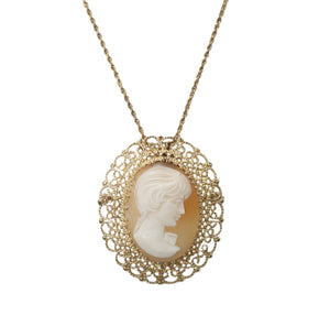 "MARIANNE" VINTAGE CAMEO BROOCH & NECKLACE