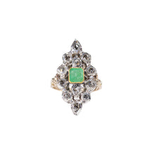 Load image into Gallery viewer, &quot;MARJORIE&quot; DIAMOND &amp; EMERALD VINTAGE RING