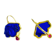 Load image into Gallery viewer, &quot;THE TREASURE&quot; BLUE LAPIS &amp; RED RUBY EARRINGS