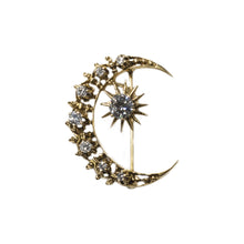 Load image into Gallery viewer, &quot;THE AILISH&quot; VINTAGE MOON &amp; STAR DIAMOND BROOCH