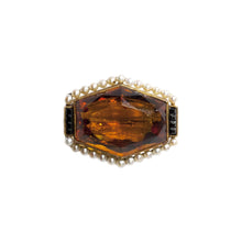 Load image into Gallery viewer, &quot;LINDA&quot; VINTAGE CITRINE &amp; SEED PEARL BROOCH