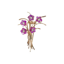 Load image into Gallery viewer, &quot;LILITH&quot; VINTAGE TRABERT &amp; HOEFFER/MAUBOUSSIN RUBY &amp; DIAMOND FLOWER BOUQUET BROOCH