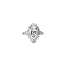 Load image into Gallery viewer, &quot;LOTTIE&quot; DIAMOND &amp; EMERALD VINTAGE RING