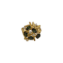 Load image into Gallery viewer, &quot;SHARIAH&quot; VINTAGE RETRO DIAMONDS &amp; CHROME DIOPSIDE RING