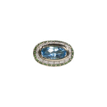 Load image into Gallery viewer, &quot;DAYBREAK&quot;  BLUE TOPAZ, EMERALD &amp; DIAMOND COCKTAIL RING