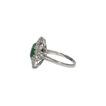 Load image into Gallery viewer, &quot;LISETTE&quot; VINTAGE EMERALD &amp; MARQUISE DIAMOND PLATINUM RING
