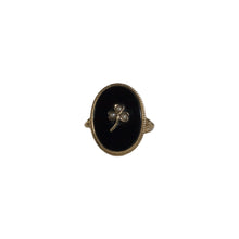 Load image into Gallery viewer, &quot;ROSELYN&quot; VINTAGE ONYX &amp; SEED PEARL FLOWER RING