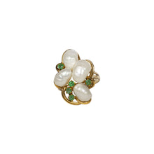 Load image into Gallery viewer, &quot;RAISSA&quot; FRESHWATER PEARL &amp; EMERALD RETRO MODERN RING