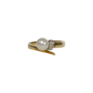 "SHANNON" PEARL AND DIAMOND SWIRL RING