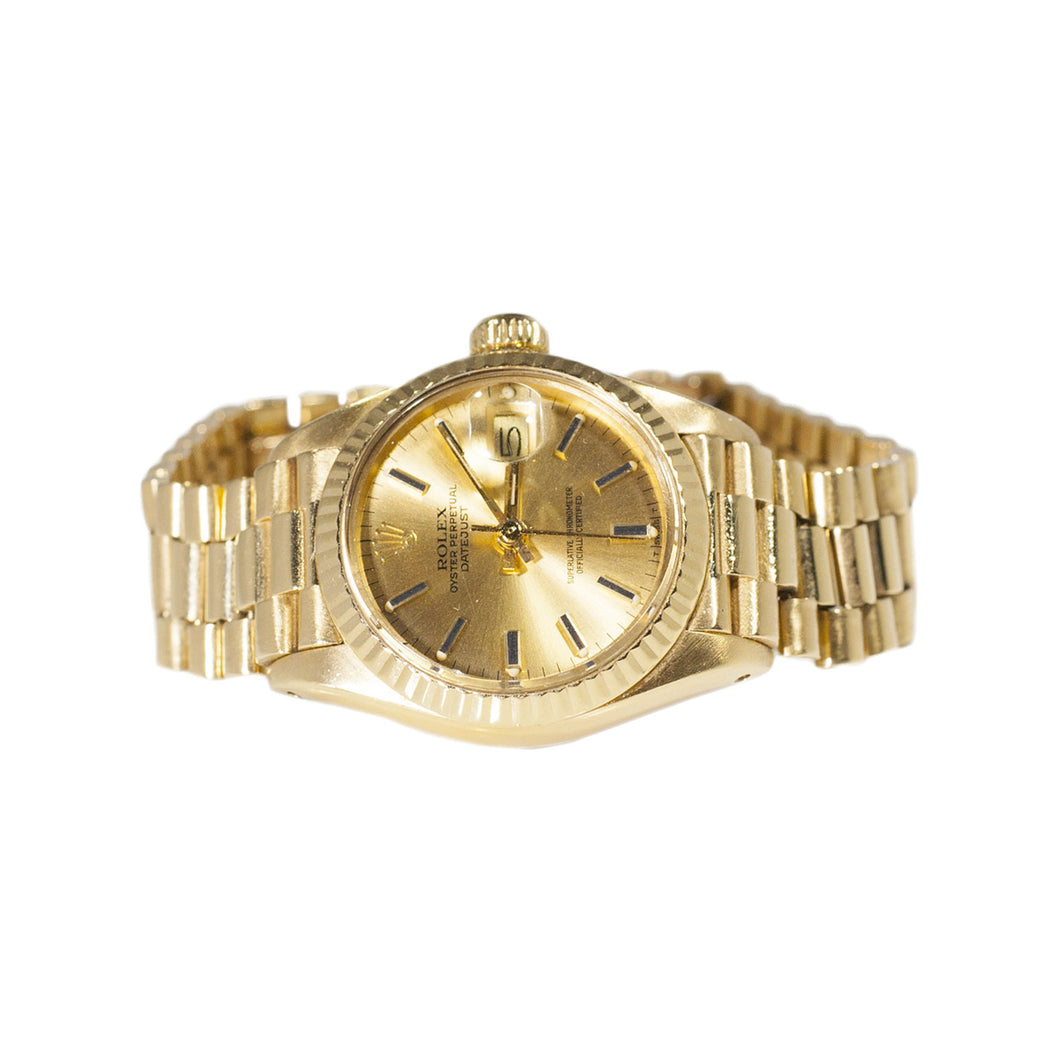 LADIES YELLOW GOLD OYSTER PERPETUAL DATEJUST ROLEX